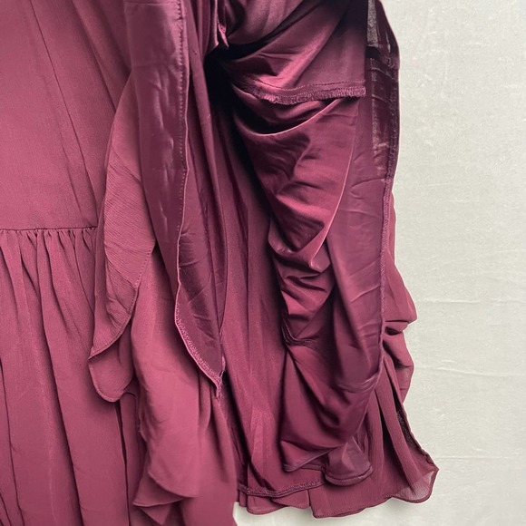 Watters & Watters Wine Red Chiffon Darcie Gown Spaghetti Strap Maxi Layered SZ 8 - Picture 9 of 15